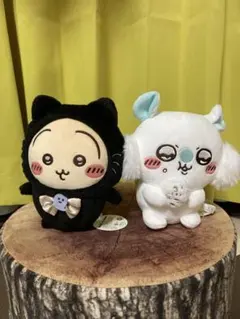ちいかわモモンガもぐもぐぬいぐるみ・ちいかわ黒猫のぬいぐるみ（うさぎ）2点セット