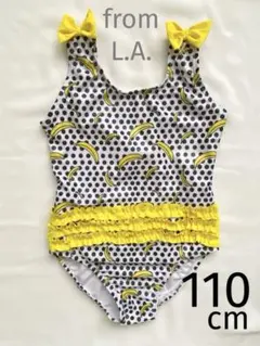 【新品未使用】水着 105 110 バナナ柄 ドット フリル ワンピース レア品