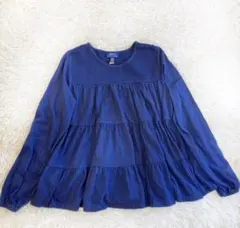 現行タグ　Lサイズ　ポロラルフローレン　洗える　フリル　Aライン　トップス　紺