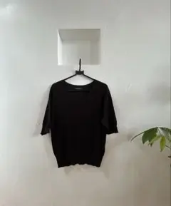 UNITED ARROWS Vネック 半袖 ニット ブラックのサムネイル