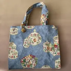 未使用　MINTON ミントン 花柄 陶器柄　水色 トートバッグ　ミニバッグ