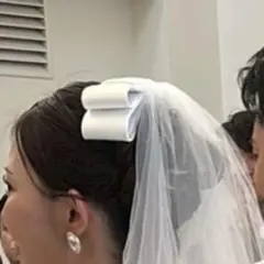 ウエディング ヘッドドレス リボン ボンネ