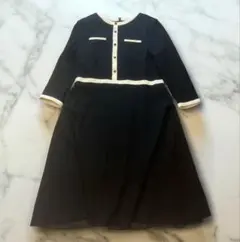 【m様専用】アンタイトル　ウールジャージ 配色ワンピース　フレア　3XL