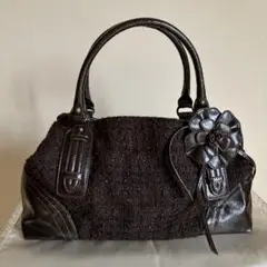 【未使用品】HUSHUSH ハッシュアッシュハンドバッグブラウンチャーム付多収納