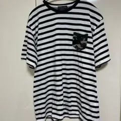 ナノユニバース　ボーダーTシャツ　迷彩柄ポケットデザイン　　Lサイズ