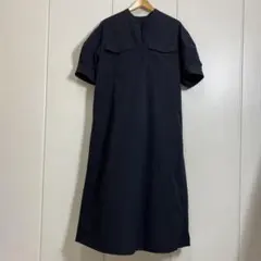 26SS✨foufou 半袖 フロントジップワンピース ネイビー M - メルカリ