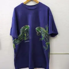 90s カナダ製 イグアナ Tシャツ XL シングルステッチ 爬虫類 ブラック