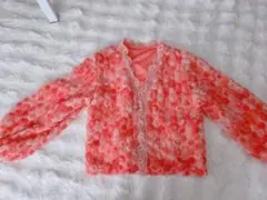 フラワーモチーフ ぴんく色カーディガン