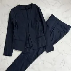 美品 Theory セオリー スーツ セットアップ ノーカラー パンツ ネイビー
