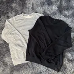 【UNIQLO】クルーネック スウェットシャツ 2色セット グレー×ブラック