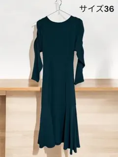 elgna ダークグリーン 長袖ワンピース サイズ36