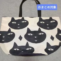 ●ドでか●大きな顔の黒猫柄バケツ型エコバッグ
