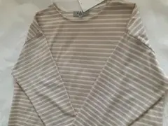 新品　晴れ色　異素材切替えワイドボーダープルオーバーカットソー