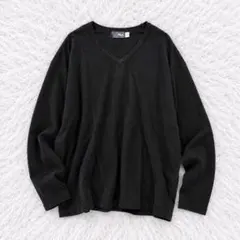 フィラ ロングスリーブTシャツ ブラック Vネック シンプル ドロップショルダー