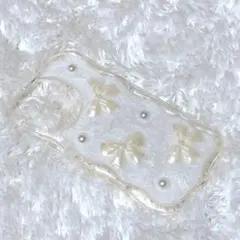 韓国♡クリア リボン フェイクパール iphoneケース16