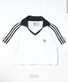 adidas クロップド丈ポロシャツ 半袖 ホワイト