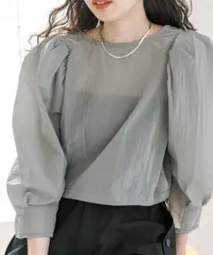 mystic バックリボンブラウス　オリーブ