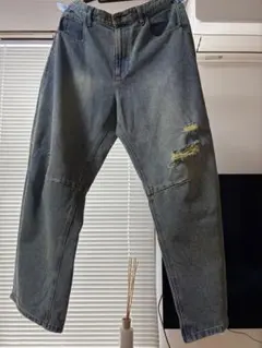 メンズ ダメージ加工 デニムパンツ ワイドシルエット