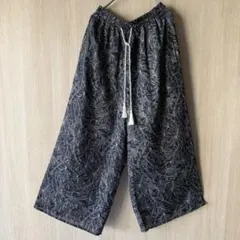 SM2 ワイドリラックスパンツ イージーパンツ F ブラック リーフ柄 春夏