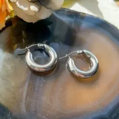 シルバー フープピアス サージカルステンレス チャンキーフープ 1ペア