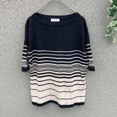 VINO ROUGE【M】半袖カットソー ボーダー カジュアル 黒 クリーム