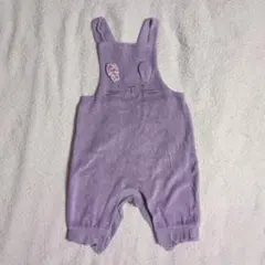ウサギ刺繍の紫ロンパース 3-6m