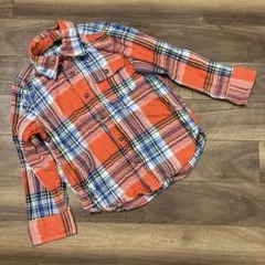 babyGap 長袖シャツ 110cm オレンジ系チェック柄