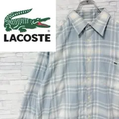 ラコステ LACOSTE 長袖シャツ ネルシャツ 刺繍ロゴ チェック XL