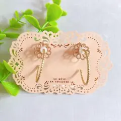 #3 ハンドメイド 軽量イヤリング ノンホールピアスゴールド パール 結婚式