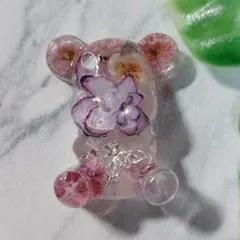 85.クマ型ドライフラワーチャーム