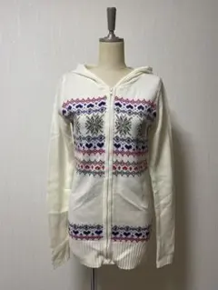 新品 BODY GEME ノルディック柄 ニットパーカー フード付き M