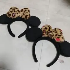 ディズニー　ミニー　カチューシャ　ヒョウ柄