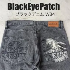 【black eye patch】 黒眼帯 花文字 ブラックジーンズ W34のサムネイル