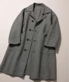 【美品】ステンカラーコート /両面リバーシブル/千鳥柄ヘリンボーン【人気】