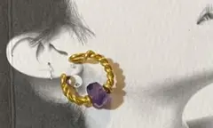 2月誕生石アメジストのイヤーカフ☆イヤカフ☆イヤリング／ハンドメイド／ピアス