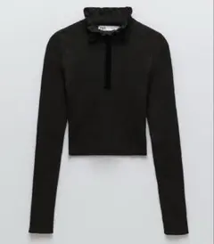ZARA ブラック フリル付きニット Mサイズ