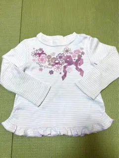 メゾピアノ ロンＴ ロンティー リボン フリル ピンク 110 120 花柄