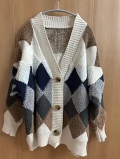 ダイヤモンドパターンカーディガン