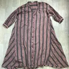 【studio CLIP】コットンガーゼ長袖シャツワンピース 綿100 サイズF