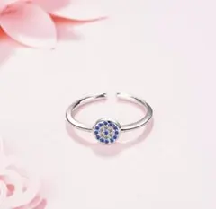 イーブルアイ リング 指輪 シルバー ブルー フリーサイズ 魔除け ターコイズ