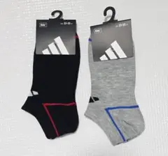 adidas キッズ靴下 23-25cm 黒/グレー 2足組