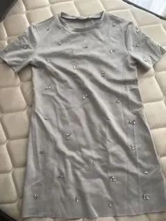 ZARA 半袖ミニワンピース グレー XS