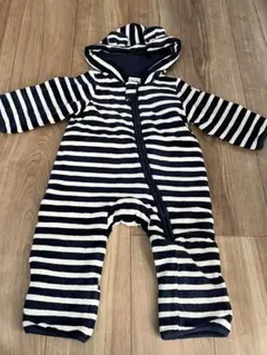 ベビーアウター　ボーダーカバーオール　防寒　冬物