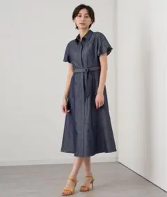26年 現行品 アナイ ANAYI ライトデニムタック シャツワンピース 36