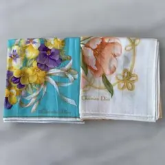 Christian Dior 花柄ハンカチ 2点セット