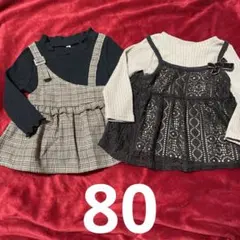 チェック柄とレースのトップス 80