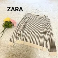 ザラ【M】カットソー　ロンT　ボーダー柄　Uネック　バングラデシュ製　カジュアル