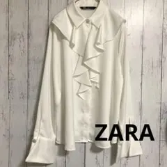 ⭐︎ZARA サテンフリルブラウスM パールボタン　卒業式 入学式