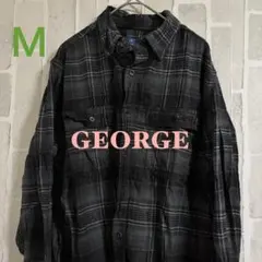 古着 アメカジ GEORGE ブラック系チェックネルシャツ M
