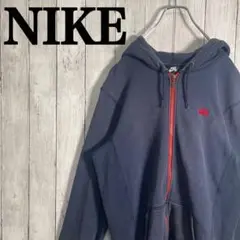 【希少デザイン】ナイキ　刺繍ワンポイントロゴ　フルジップパーカー　オーバーサイズ